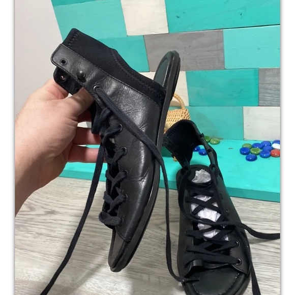 A7EIJE  Genuine Leather lace up sandals size 7.5 - Picture 2 of 6